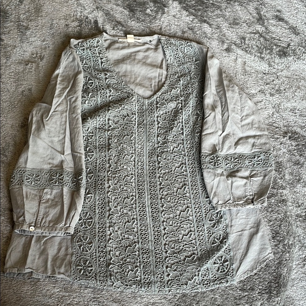 Esprit White Graphic 3/4 Sleeve Blouse